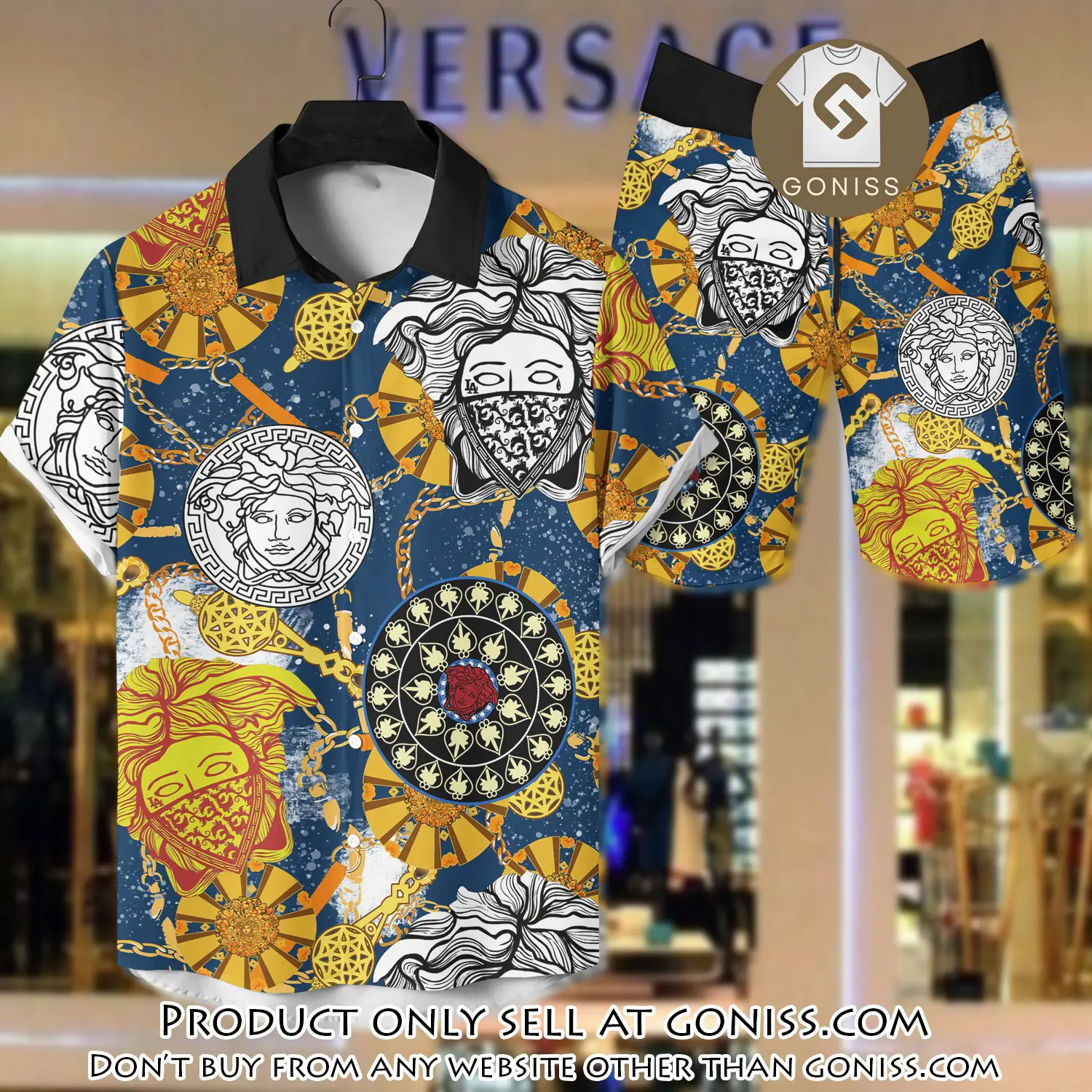 Versace luxury hawaiian shirt & short set lhs1210 gn5653698